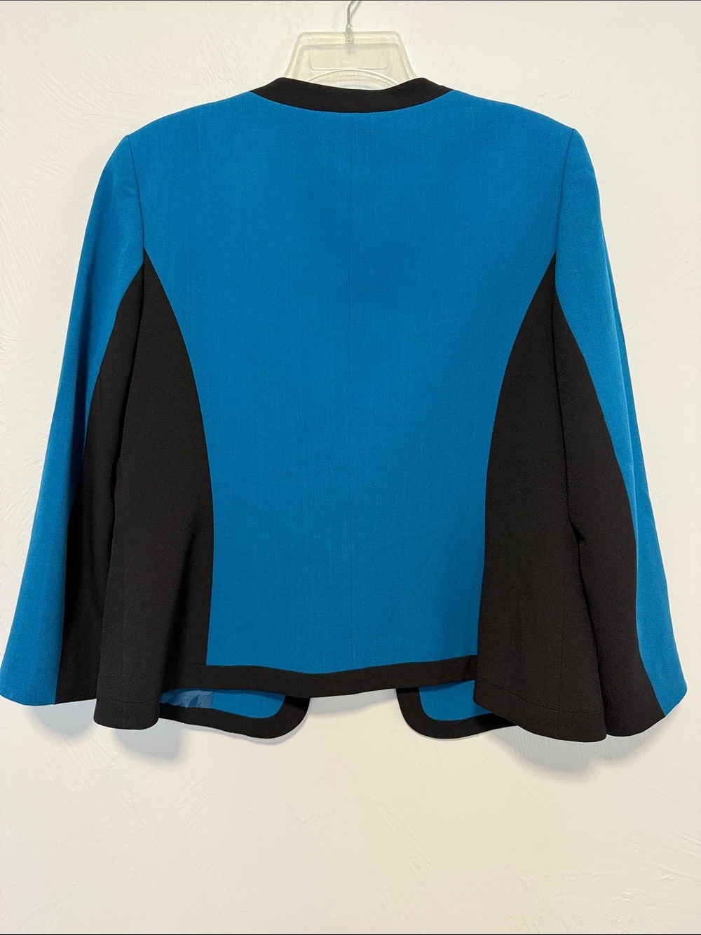 Jones Studio Teal 3/4 Sleeve Open Front Blazer with Black Trim Size 10 - Picture 3 of 5